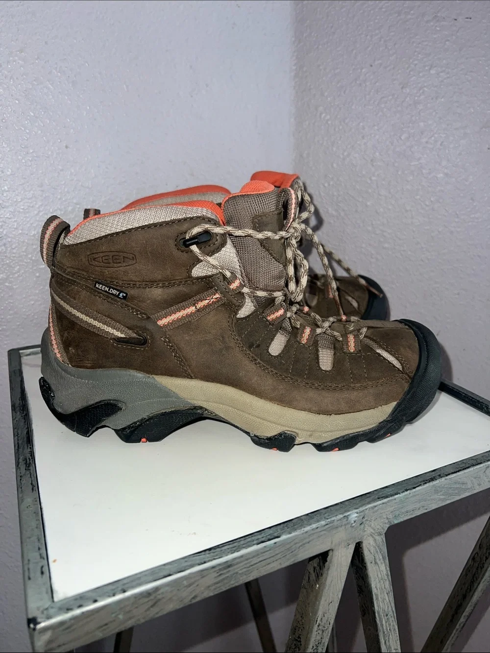 Keen Brown and Coral Trail Waterproof Boots